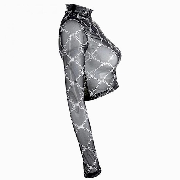 ✨HP!✨Barbed wire mesh long sleeve cropped top - Picture 14 of 15